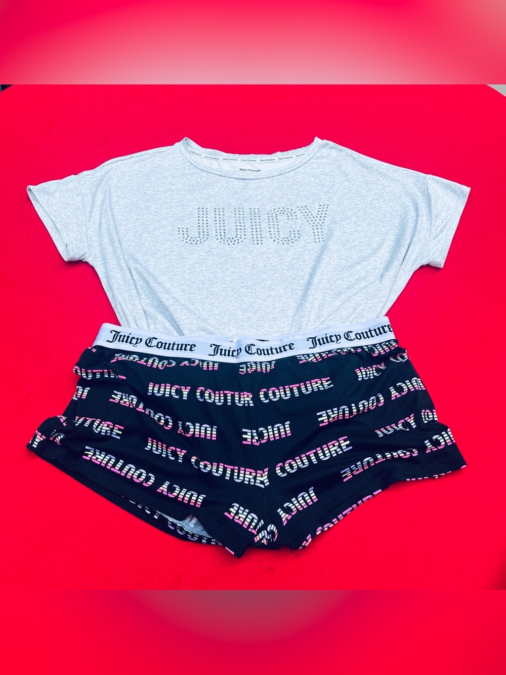 Juicy Couture Light Gray Sleep Tee with Logo Trim